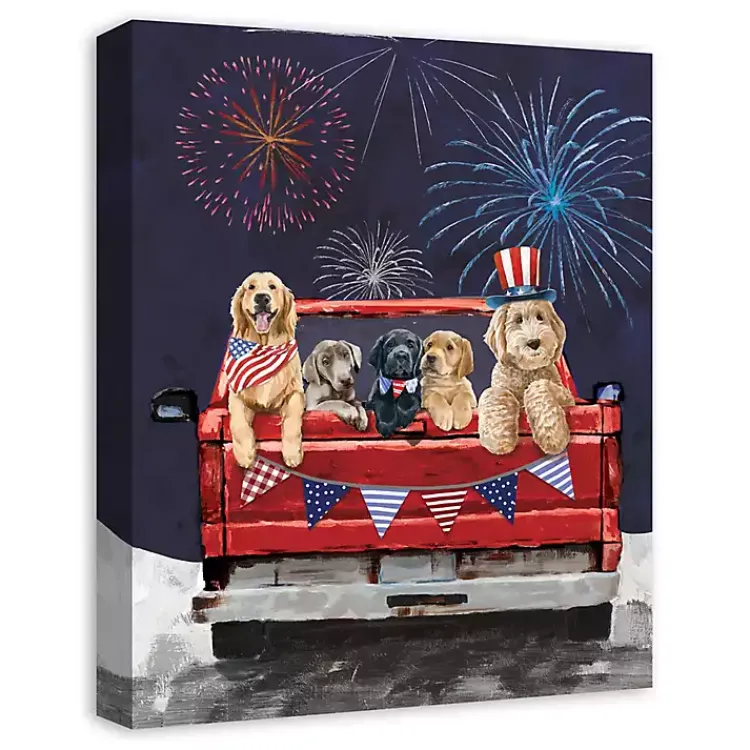 Kirklands Home Canvas Art|Patriotic Puppy Pickup Canvas Art Print