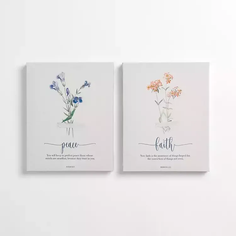 Kirklands Home Canvas Art|Peace and Faith Floral Canvas Art Prints, Set of 2