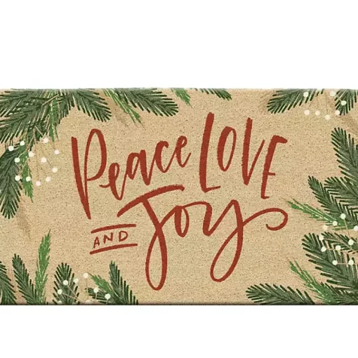 Online Peace Love and Joy Christmas Coir Doormat Outdoor Christmas Decorations