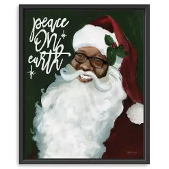 Best Peace on Earth Santa Framed Canvas Art Print Christmas Art & Wall Decor