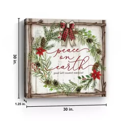 New Peace On Earth Wreath Canvas Art Print Christmas Art & Wall Decor