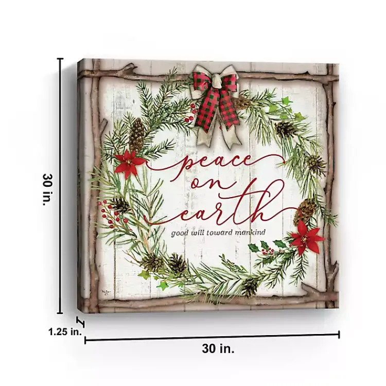 New Peace On Earth Wreath Canvas Art Print Christmas Art & Wall Decor