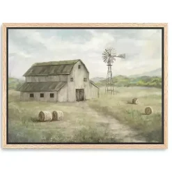 Kirklands Home Canvas Art|Peaceful Farm Oak Framed Canvas Art Print