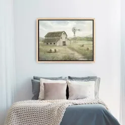 Kirklands Home Canvas Art|Peaceful Farm Oak Framed Canvas Art Print