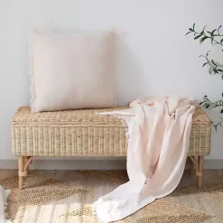 Discount Peach Crinkled Cotton Fringe Throw Blankets & Throws