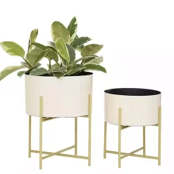 Kirklands Home Planters|Peach Iron X-Base Planters, Set of 2
