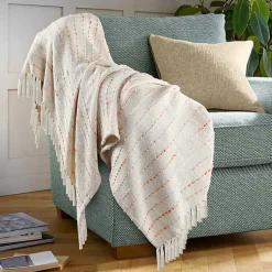 Online Peach Shimmer Stripe Woven Throw Blankets & Throws