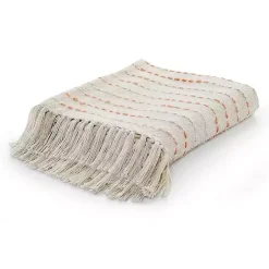 Online Peach Shimmer Stripe Woven Throw Blankets & Throws