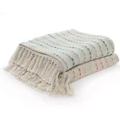 Online Peach Shimmer Stripe Woven Throw Blankets & Throws