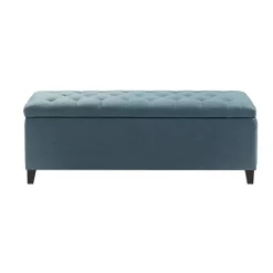 Kirklands Home Benches & Ottomans|Peacock Button Tufted Storage Bench Blue