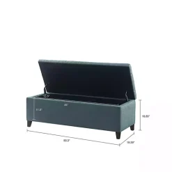 Kirklands Home Benches & Ottomans|Peacock Button Tufted Storage Bench Blue