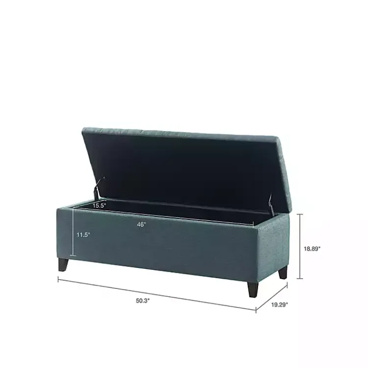 Kirklands Home Benches & Ottomans|Peacock Button Tufted Storage Bench Blue