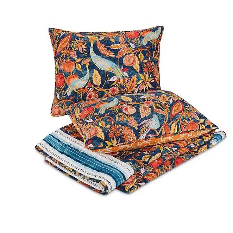 Kirklands Home Quilts|Peacock Garden King 3-pc. Quilt Set Orange