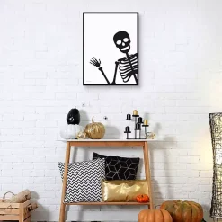 Hot Peek A Boo Skeleton Framed Canvas Art Print Halloween