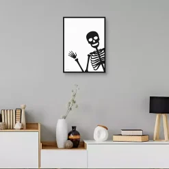 Hot Peek A Boo Skeleton Framed Canvas Art Print Halloween