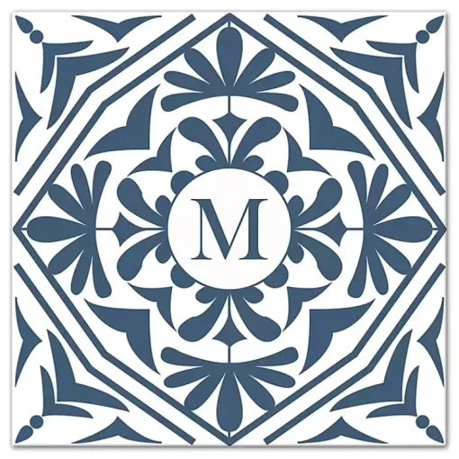 Kirklands Home Monogram Wall Decor|Personalized Blue Tile Monogram Wall Plaque