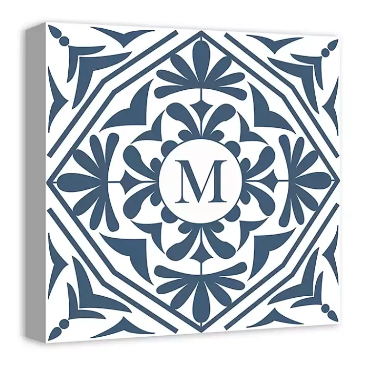 Kirklands Home Monogram Wall Decor|Personalized Blue Tile Monogram Wall Plaque