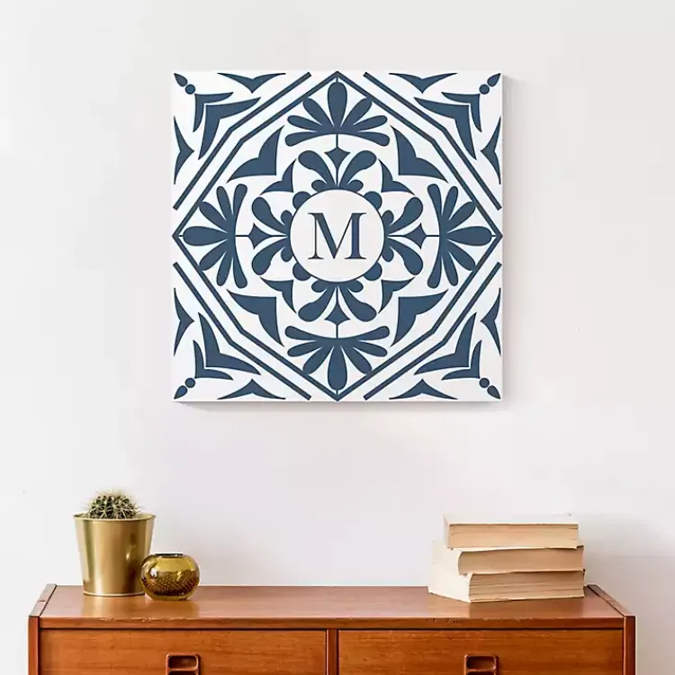 Kirklands Home Monogram Wall Decor|Personalized Blue Tile Monogram Wall Plaque