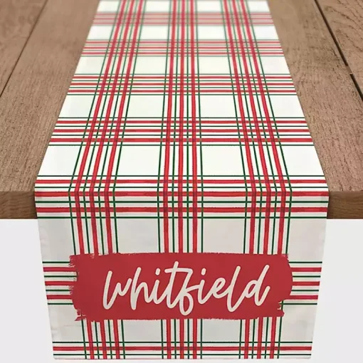New Personalized Christmas Plaid Table Runner, 72 in. Christmas Dining & Entertaining