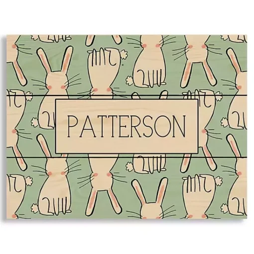 Clearance Personalized Easter Bunny Wood Art Print Easter Decorations