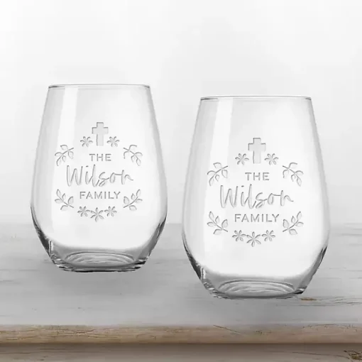 Best Personalized Easter Cross Wine Glasses, Set of 2 Easter Decorations