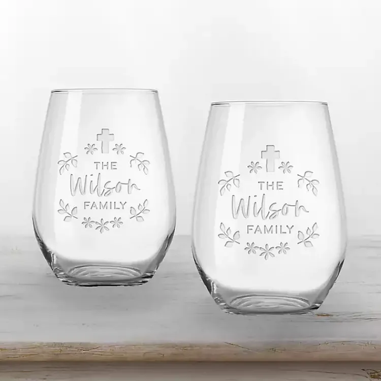 Best Personalized Easter Cross Wine Glasses, Set of 2 Easter Decorations