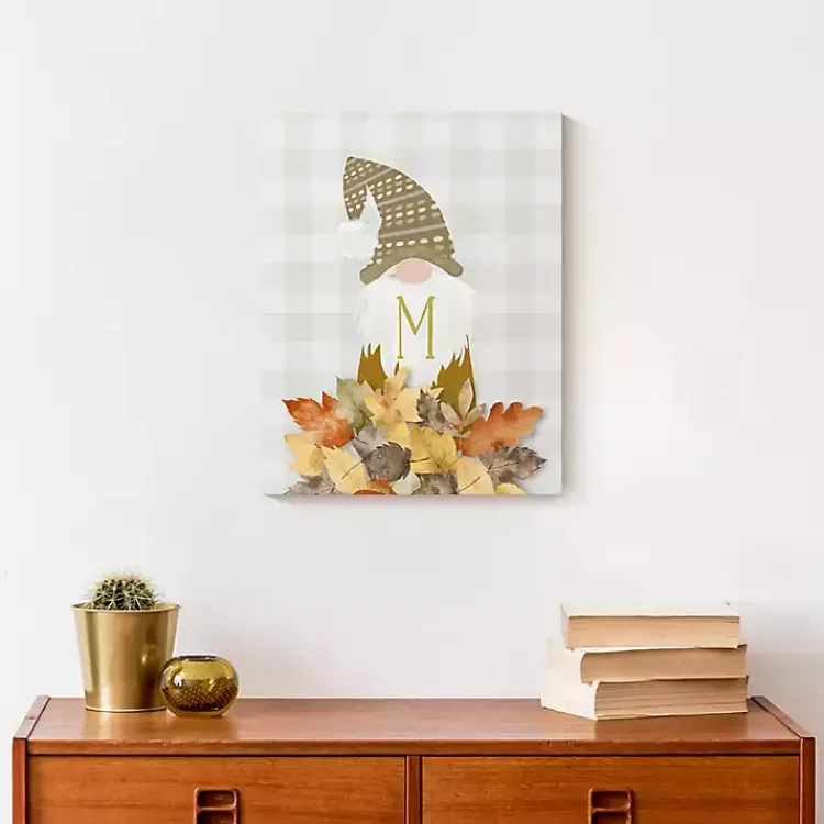 Online Personalized Fall Gnome Monogram Canvas Art Print Fall