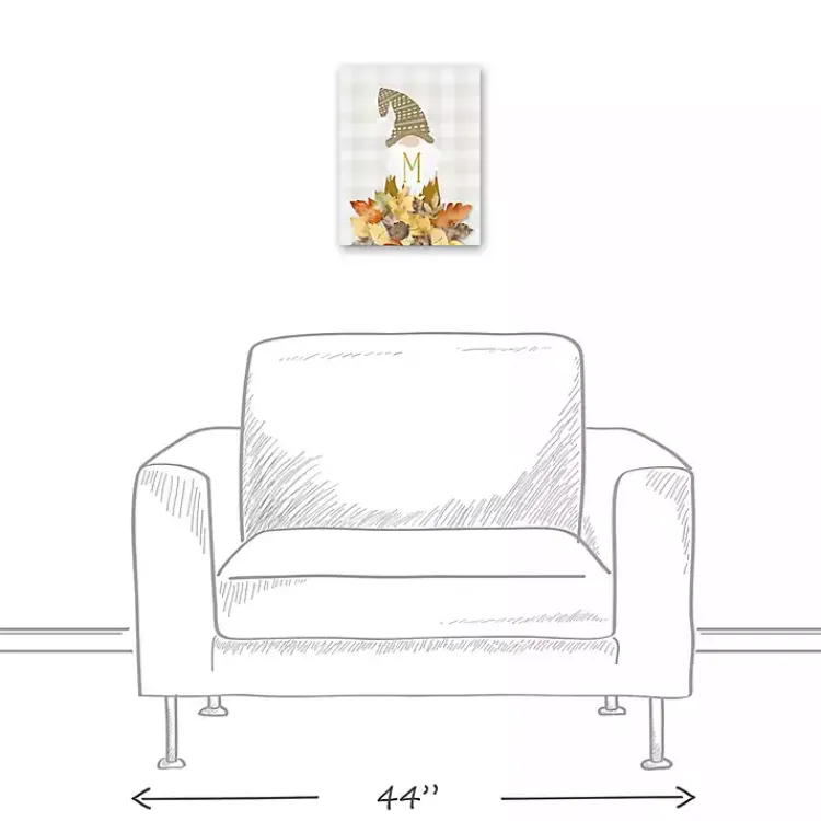 Online Personalized Fall Gnome Monogram Canvas Art Print Fall