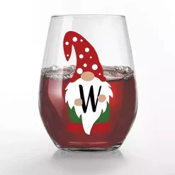 New Personalized Festive Gnome Wine Glasses, Set of 2 Christmas Dining & Entertaining