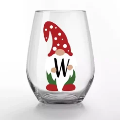 New Personalized Festive Gnome Wine Glasses, Set of 2 Christmas Dining & Entertaining