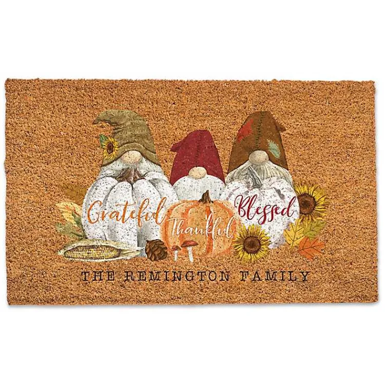 Sale Personalized Grateful Gnomes Doormat Fall
