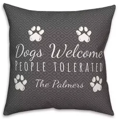 Kirklands Home Outdoor Cushions & Pillows|Personalized Dogs Welcome Paws Pillow Gray