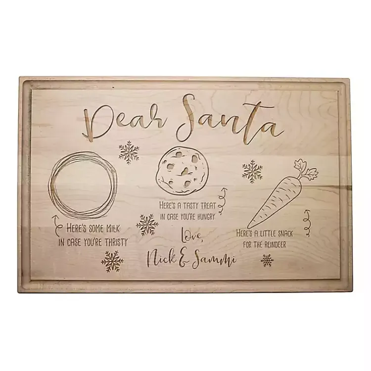 Sale Personalized Maple Santa's Treats Cutting Board Christmas Dining & Entertaining