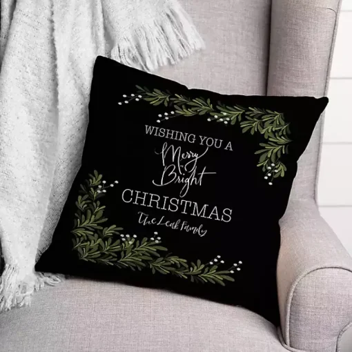 Discount Personalized Merry and Bright Christmas Pillow Christmas Pillows