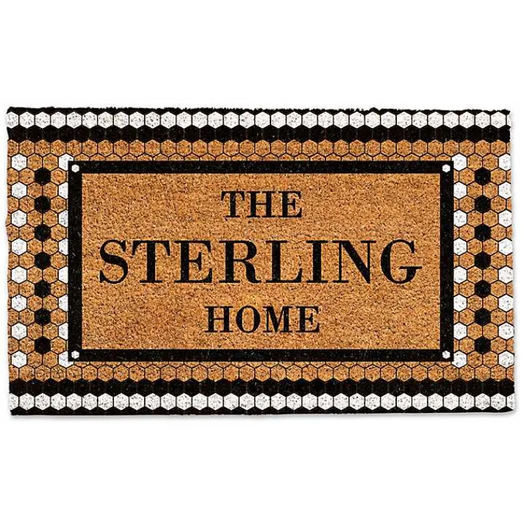 Kirklands Home Doormats|Personalized Monochrome Tile Coir Doormat