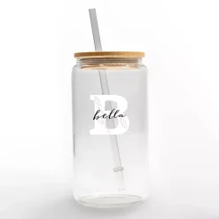 Kirklands Home Monogram Kitchen Decor|Personalized Monogram B Floral Glass Cup