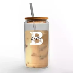 Kirklands Home Monogram Kitchen Decor|Personalized Monogram B Floral Glass Cup