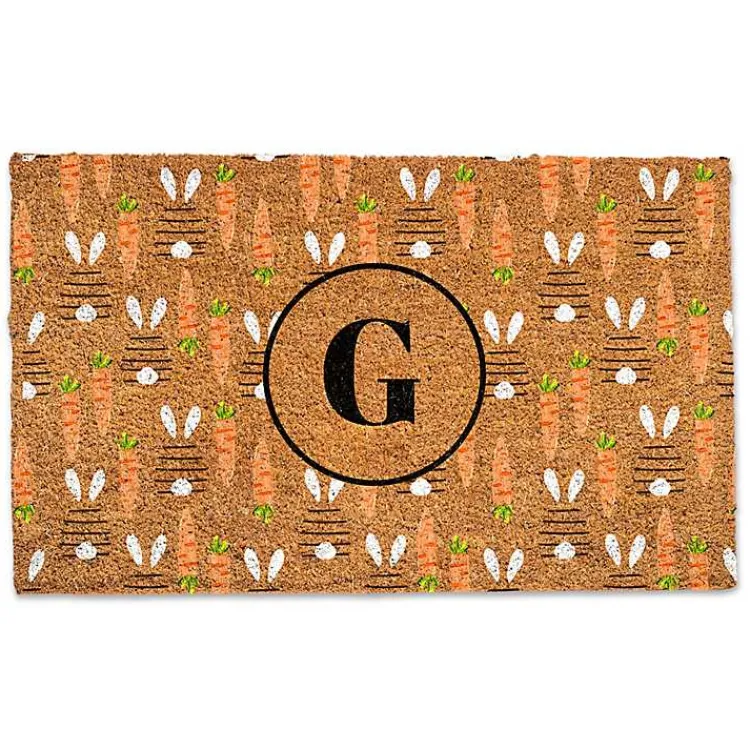 Clearance Personalized Monogram Bunny and Carrot Doormat Easter Decorations