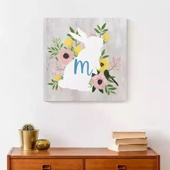 Best Personalized Monogram Bunny Canvas Art Print Easter Decorations