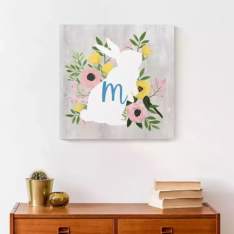 Best Personalized Monogram Bunny Canvas Art Print Easter Decorations