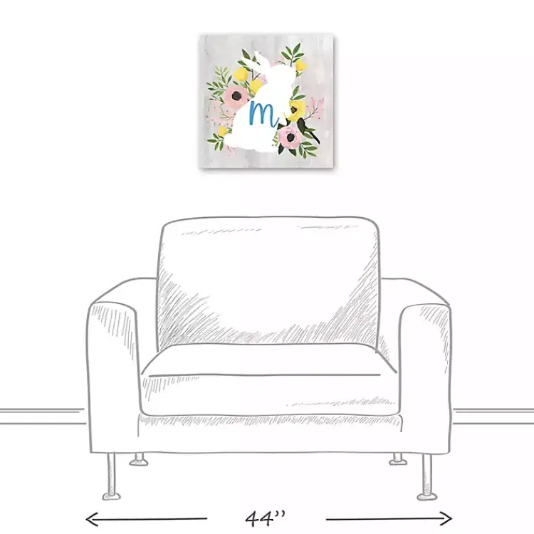 Best Personalized Monogram Bunny Canvas Art Print Easter Decorations