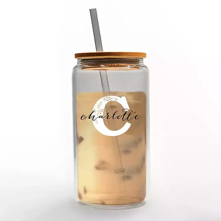 Kirklands Home Monogram Kitchen Decor|Personalized Monogram C Floral Glass Cup