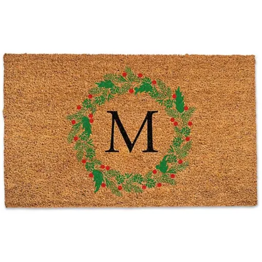 Best Personalized Monogram Christmas Wreath Doormat Outdoor Christmas Decorations