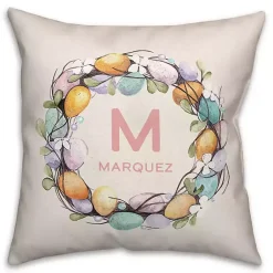 Sale Personalized Monogram Egg Wreath Pillow Easter Decorations