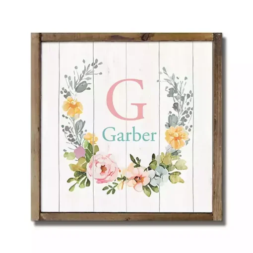 Personalized Monogram Floral Wood Wall Plaque Easter Decorations