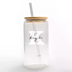 Kirklands Home Monogram Kitchen Decor|Personalized Monogram K Floral Glass Cup