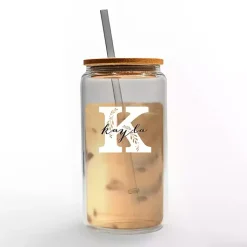 Kirklands Home Monogram Kitchen Decor|Personalized Monogram K Floral Glass Cup