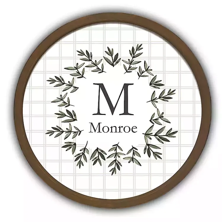 Kirklands Home Monogram Wall Decor|Personalized Monogram Leafy Frame Plaque Brown
