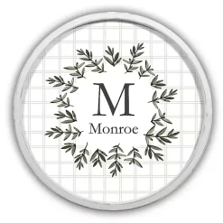 Kirklands Home Monogram Wall Decor|Personalized Monogram Leafy Frame Plaque White