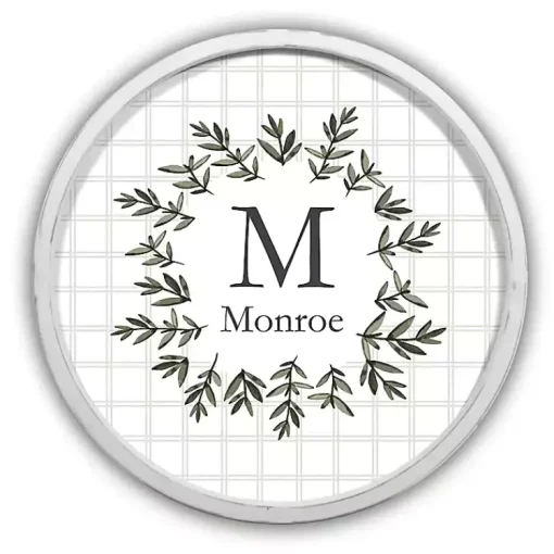 Kirklands Home Monogram Wall Decor|Personalized Monogram Leafy Frame Plaque White